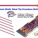 16" Crossbow Bolts - Aluminium Shaft, Steel Point By Man Kung of Taiwan