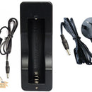 18650 Single Bay Charger With 230v Wall Adapter & Vehicle 12v Cigarette Adapter