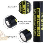 TrustFire 21700 3.7v 4000mAh 40A 14.8Wh Lithium Ion Rechargeable Battery With PCB