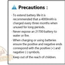TrustFire 21700 3.7v 4000mAh 40A 14.8Wh Lithium Ion Rechargeable Battery With PCB