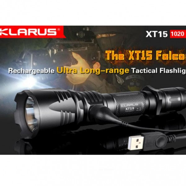 KLarus XT15 Falcon - Rechargeable 1020 Lumen Tactical Torch / Flashlight