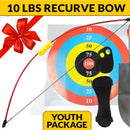10lbs Kids Long Bow Archery Set / Kit - Red