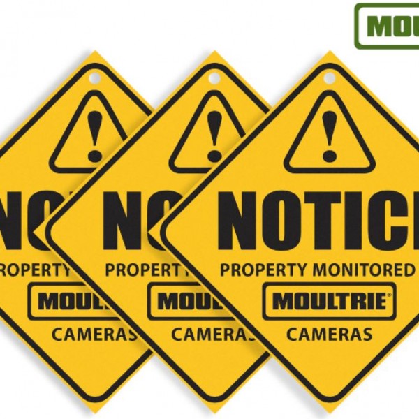 Moultrie Security Sign 'NOTICE, PROPERTY MONITORED BY CAMERAS' Pkt/3