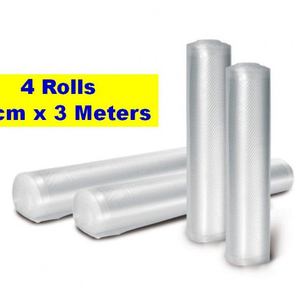 ZeroPak Vacuum Seal Rolls 28cm x 3 Meters (4 Rolls / Pkt).